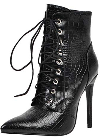 Birdsight Bottines Femmes à Talons Hauts Aiguilles Lacet et Fermeture à Glissière Bottines Courtes Bout Pointu Mode Sexy