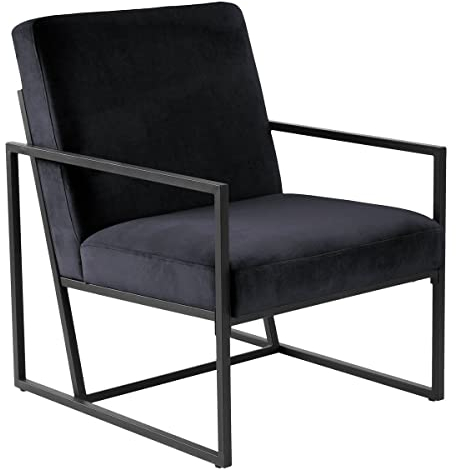 Atmosphera - Fauteuil Agatha Noir en Velours