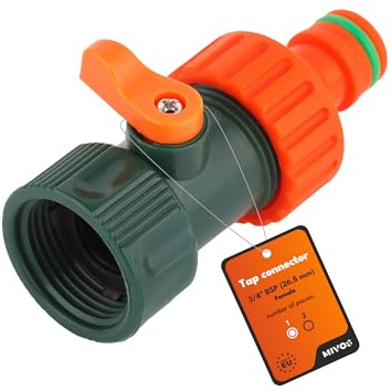 Mivos Connettore rubinetto per rubinetto con filettatura esterna da 3/4 pollici (26,5 mm) – adattatore rubinetto con valvola di regolazione – Connettore rubinetto con attacco rapido per tubo da