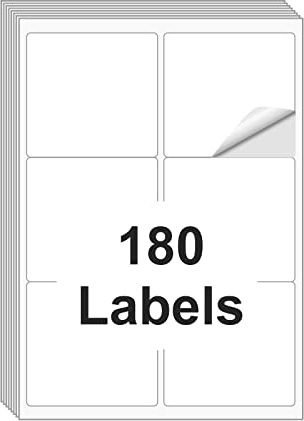 BESTIKER [30 Sheets 180 Labels] Shipping Labels 3 1/3x4 Printable White 6 up Labels for Laser/Inkjet Printers, Mailing FBA Address Label Sticker Paper - Permanent Adhesive Label Blank