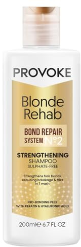 PROVOKE Blonde Rehab N0'2 Bond Stärkendes Shampoo ohne Sulfate, 200 ml, reduziert Haarbruch und Frizz in 1 Wäsche, formuliert mit einem Pro Bonding-Komplex, Keratin und Hyaluronsäure, für ca
