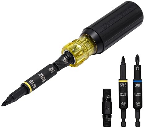 Klein Tools 32500HD Multi-Bit Screwdriver/Nut Driver, Impact Rated 11-in-1 Tool with Phillips, Slotted, Square and Torx Tips