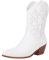rismart Damen Cowboystiefel Western Stiefel Mitte Kalb Gestickt Cowgirl Schuhe Weiß,39