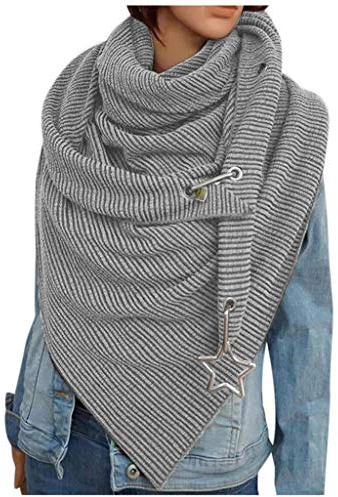 Damen XXL Strick Dreieck Schal großen Schals Halstuch Frauen Winterschal Herbstschal Poncho Lauschig Strickschal Einfarbig Wrap Schal Lange Stola Damenschal (Grey, One Size)