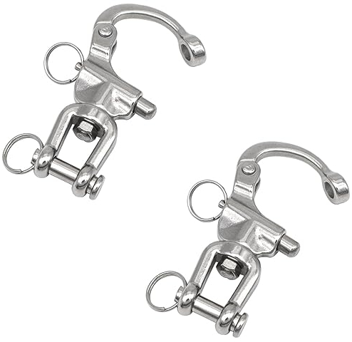 Aweisile Mousqueton Pivotant à Emerillon 2 Pièces Manille INOX Manille Pivotante en Acier Inoxydable Mousqueton Largage Rapide Mousqueton à Emerillon Mousqueton Pivotant pour Drisse Voilier