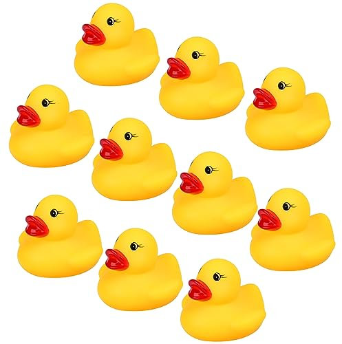 10PCS Yellow Rubber Ducks Bath Toys for Baby Toddlers Boys Girls Pool Games, Small Rubber Ducks Classic Ducks for Kids Birthday Baby Shower Party Decorations/Handwork DIY Crafts Ducks Float and Squeak