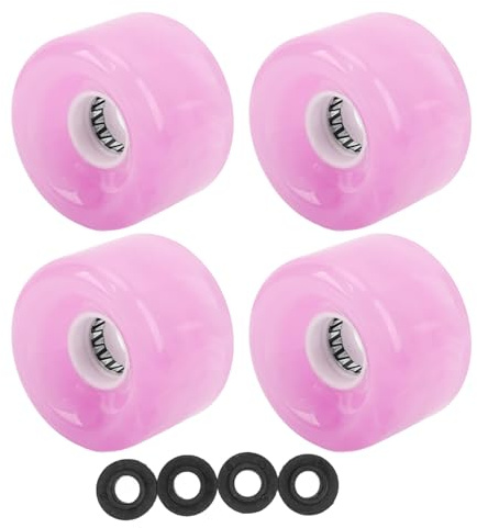 Oumefar Set med hjul, 78A högstudsande genomskinliga Longboard-hjul i PU 4 delar för kryssning (rosa)