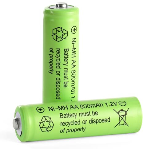 AXFEE Pilas Recargables AA, Pilas AA Recargables de Alta Capacidad, Recargables, Paquete de 2, 1.2V800mAh Pilas AA Recargables de Litio de 1,5 V más de 1500 ciclos