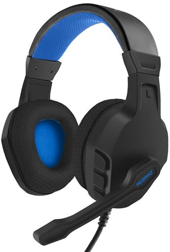 NUBWO U3 Gaming Headset with Mic for PC, PS4, PS5, Xbox1, Mac, Switch, Wired Over-Ear Gaming Headphones with Mic Clear Call, Lightweight & in-Line Control-Blue