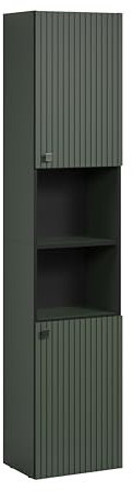 trendteam smart living - PureBliss - Hochschrank - Grün - Rillenoptik - 2 offene Fächer + 4 Einlegeböden - (BxHxT) 40 x 186 x 31cm - Badezimmerschrank mit edlen Metallgriffen