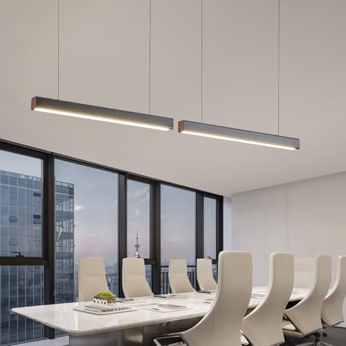 LED Pendelleuchte Schwarz, L165cm, mit Memory Funktion, Esstisch Hängeleuchte Dimmbar mit Fernbedienung 3000K-6000K und Höhenverstellbar, Modern Pendellampe Linear Design für Esszimmer Küche Büro