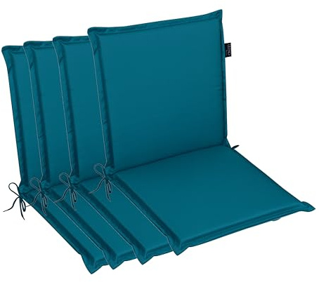 LILENO HOME Gartenstuhl Auflagen [4er Set - Niedriglehner] in Petrol - Bequeme Liegen als Sitzauflagen für Gartenmöbel - Stuhlkissen für Gartenstühle und Klappstühle MIA