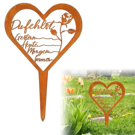 pilyero Decorazione per Tomba, Decorazioni Giardino per Esterno, Decorazione per Tomba a Forma di Cuore, In Metallo, Resistente Alle Intemperie, Antiruggine, Adatto per Giardini, Cimiteri (B)