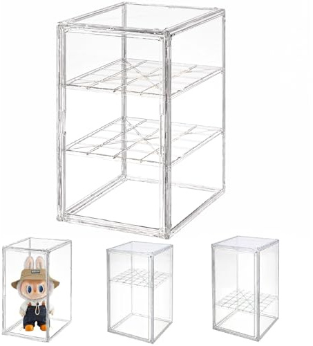 Siyecioa Vetrinetta Espositiva, Vetrina Trasparente Acrilico con Porta per Vetrina Espositiva Collezionismo, Teca Plexiglass, Vetrina per Pop Figure, Modello automobilistico, Grande 2 Gradini