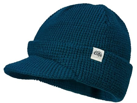 CLAPE Bonnet Beanie à Visière Hiver Élastique Chapeau Ample Knit Beanie Léger Casquette Hiver Plein Air IndigoBlue CLKH03