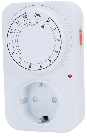 Yanmis Temporizador de Salida Mecánico de 12 Horas, Tomas Eléctricas de 16 A, Enchufe del Temporizador Interior para Iluminación, Bomba de Agua, Carga de Bicicleta Eléctrica (Enchufe europeo FRK-D12)