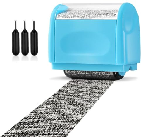 Confidential Roller Stamp with 3 Ink Refills, Identity Protection Stamp for Covering Personal Information, Privacy Security Stamp for Addresses, Parcel Labels, Bills and Documents