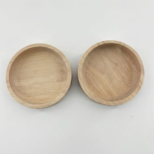 Hamster Food Bowl, Wooden Hamster Feeding Bowl with Solid Wood Material, Non-slip Design, Small Animal Food Dish for Gerbil, Guinea Pig, Rabbit, Eco-friendly Pet Feeding Accessory, Dual Size Bowls, Ea