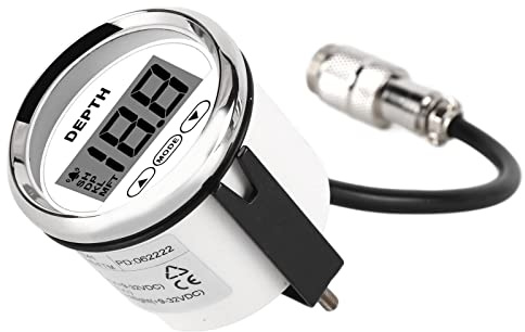 ZDETGU Depth Sounder Dash Depth Finder Transducer with White Backlight High Accuracy Stainless Steel 316L Bezel Anti Fog Glass for Yachts Boats Fishing Vessels