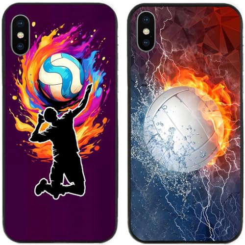 2 st fodral (för iPhone X/XS, cool volleyboll) | Repfri tryckt TPU-gel tunn baksida telefonskydd