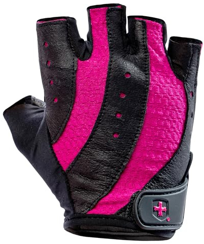 Harbinger Women's Pro Gloves with Vented Cushioned Leather Palm for Weightlifting, Training, Fitness, and Gym Workouts Medium