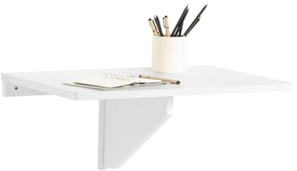 SoBuy Tavolo Pieghevole a Muro, Scrivania per Computer, Tavolo da Cucina Salvaspazio in Legno, Design Compatto e Multifunzionale, Perfetto per Piccoli Spazi Bianco FWT03-W