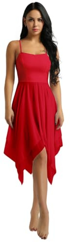 IEFIEL Asymétrique Robe de Soirée Cocktail Femme Bretelles Robe de Ballet Danse Latine Jazz Classique Spectacle Taille Haute