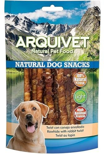 ARQUIVET Twist con coniglio - 100 g - Snack 100% naturali per cani - prelibatezze per cani - Prodotto leggero - Molto ricco di sostanze nutritive