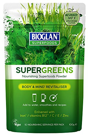 Bioglan Superfoods SuperGreens | Vitamin B12 | Vitamin C & E | Zinc | Iron | 70g