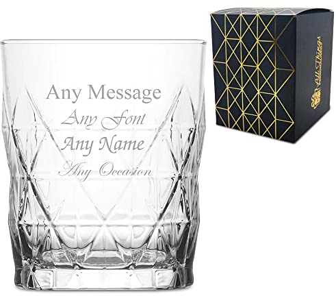 Personalised Engraved 345ml Keops Whisky Glass, Personalise with Any Message for Any Occasion, Stylize with a Variety of Fonts, Gift Box Included, Laser Engraved