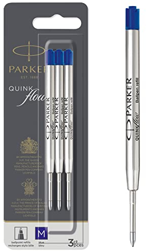 Parker Ballpoint Pen Refills | Medium Point | Blue QUINKflow Ink | 3 Count
