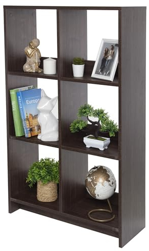Iris Ohyama,Wooden Open Shelf, 6 Cube storage unit, Organiser, Modern design, Living room, Bedroom, Study room,WOS-6 - Brown