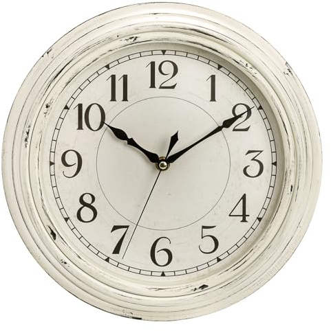 Peohud Silent Wall Clock, 12 Inch Vintage Non Ticking Quartz Battery Operated Round Clock, Rustic Wall Clock for Living Room Kitchen Home Office Classroom School