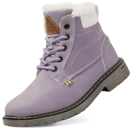 Mishansha Niños Botas de Senderismo Niñas Botas de Nieve Impermeable Zapatos Invierno, Morado 31