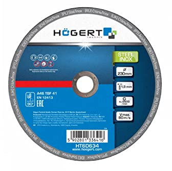 Högert Technik HT6D634 Lot de 10 disques à tronçonner pour métal inox 230 x 1,9 x 22,23 cm
