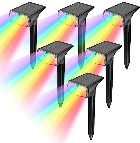 GOLUMUP Luces Solares LED Exterior Jardin, 8 Colores Fijos y 1 Ciclo de Color Dinámico, Focos Led Exterior Solares Impermeable IP67, para Jardín, Patio, Calzada, Piscina y Camping - RGB (6 Piezas)
