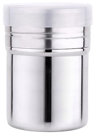 Stainless Steel Powder Shaker with Lid, Flour Dredger Sugar Salt Shaker, Powder Shaker Frosting Icing Shaker Can Chocolate Cocoa Sifter for Kitchen Craft