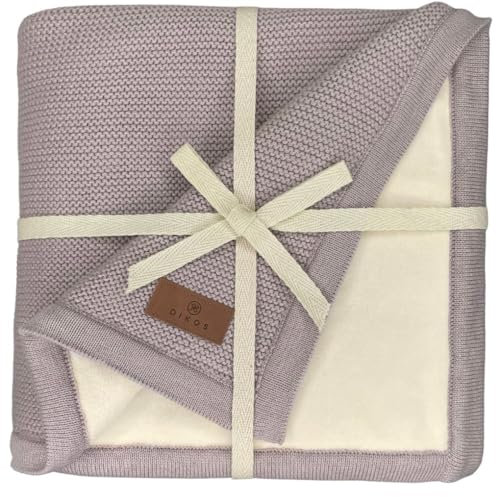 DIKOS® warme Babydecke Winter grau | kuschelige Winterdecke Baumwolle/Velours OEKO-TEX | Kinderwagendecke mit Bordüre für Baby Mädchen/Jungen | Erstausstattung Neugeborenen Decke | Geschenk zur Geburt