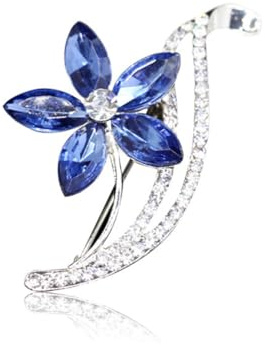 sunjiaqi Forget Me Not Flower Brooch Vintage Female Women Rhinestone Crystal Brooch Pins Wedding Banquet Party Breastpins Badge Lapel Pin Shining Jewelry Gift for Girls Ladies Blue