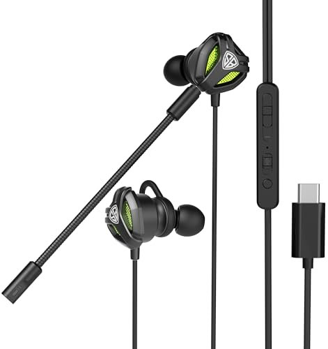 SpinBot BattleBudz C10 Wired in Ear Type C Gaming Earphones with Detachable Boom Mic|10mm Drivers| Dedicated Mic Mute Switch