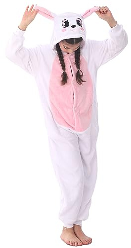 WAFUNNE Flannel Animal Hooded Costume Onesie for Kids Boys Girls Cosplay Halloween Easter Bunny