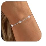 Aidenn Bracciale Donna Oro con Zirconi Cubici Fiori Bracciale Argento 925 per Ragazze, Braccialetti Impilabili Oro/Argento Gioielli Fatti a Mano Regalo