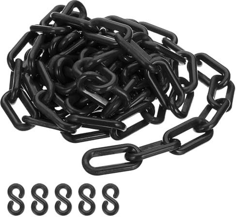 PATIKIL Black Plastic Chain, 10 ft 8mm Safety Barrier Chain for Crowd Control, Queue Line, Parking, Fence, Gate, Concert, Construction Site and Decoration