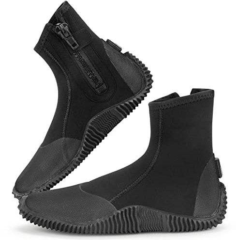 Qimaoo Dive Boots Men Women 5MM Neoprene Dive Surf Booties Anti-Slip Sole Wetsuit Booties Reinforced Toe & Heel