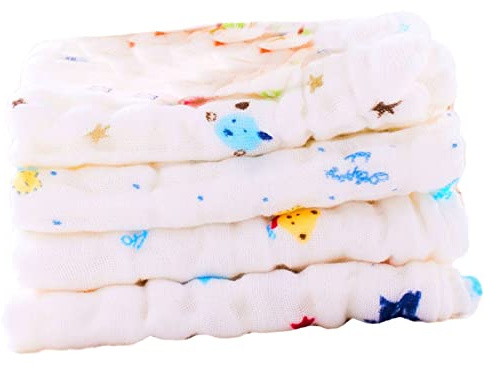 minkissy Toallas de Lactancia de Algodón Puro 6 Capas, Alta Transpirabilidad y Suavidad para Ñiño, 4 Piezas, Ideales para Salir Ñiño y Cuidar Su Piel Color Aleatorio