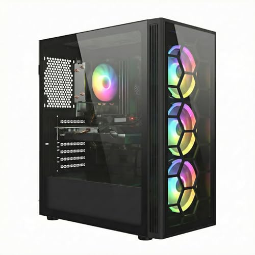 STGsivir Gaming PC, GeForce RTX 2060 Super 8GB GDDR6,Ryzen 5 5500 bis zu 4.2 Ghz,32G DDR4,1TB SSD,WLAN 6,BT5.0,RGB Lüfter x3,Windows11 Pro,Gamer PC Computer Desktop