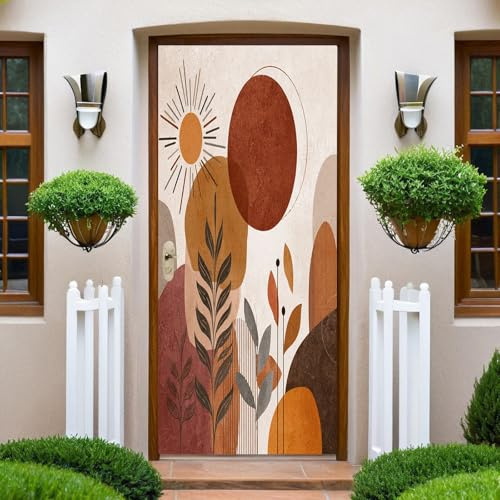 Forme Geometriche Irregolari Poster per Porte 3D Adesivo per Porta Piante astratte 83 x 210 cm Interne 3D Pellicola Adesiva Poster Sticker Murale Parete Carta da Parati Adesivo per pareti e Porte