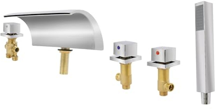 Rubinetto per vasca da bagno a 5 fori - Rubinetto per vasca da bagno a cascata - Set doccia con doccetta - Rubinetto doccetta per bagno, per la casa