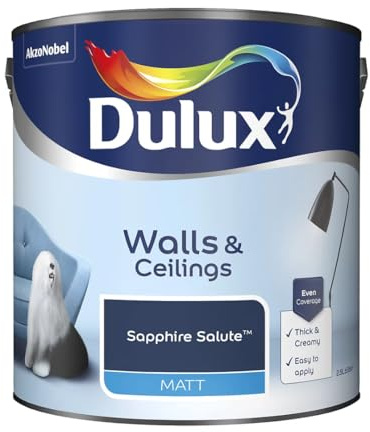 Sapphire Salute Walls & Ceilings Matt Emulsion Paint 2.5L – Smooth Creamy Finish, Quick Dry, Low VOC, Easy Application for Interior Walls & Ceilings
