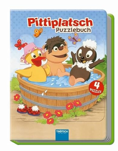 Puzzlebuch Pittiplatsch: wattierter Einband: 4 Puzzle, 12-teilig, Schnatterinchen, Schnatti, Moppi, Pitti, Kinderbuch, Bilderbuch, Pappenbuch, ... Beschäftigungsbuch Entdeckerbuch Puzzlebuch